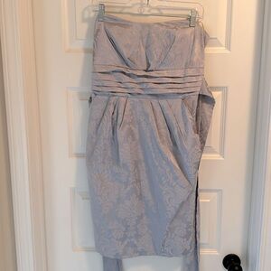 Gray Strapless Floral Formal Dress - 14